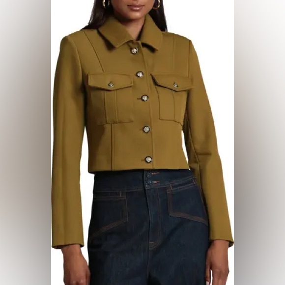NWT 7 for All Mankind Ponte Knit Military Style Crop Jacket - S - Picture 1 of 2